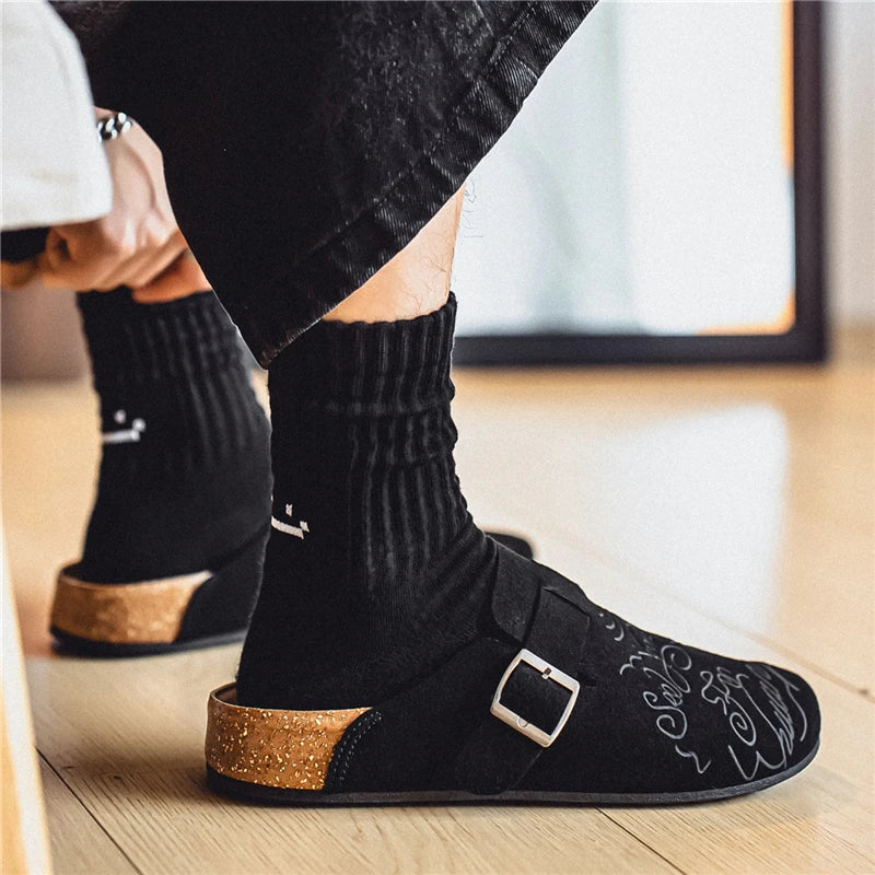 Men's Mules Casual Slippers Summer new Breathable lightweight outdoor walking shoes fashion youth comfort non slip semi slippers