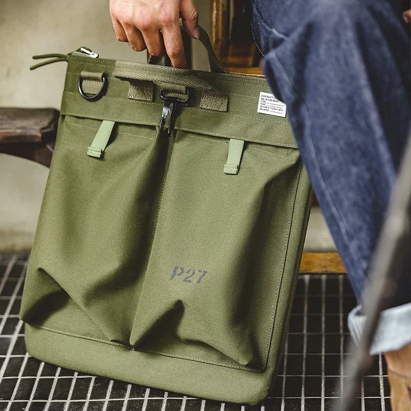 កាបូប Maden Men's Flyers Helmet Canvas Bag ទំហំធំ កាបូបស្ពាយចំហៀង កាបូបស្ពាយចំហៀង កាបូបស្ពាយសម្រាប់កុំព្យូទ័រ ថេប្លេត