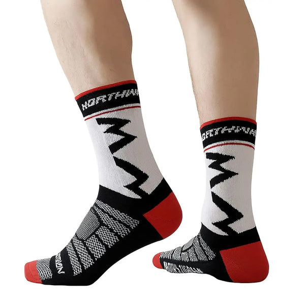 WRELS 1/2/3 Pairs Cycling Socks Fast Dry Crew Compression Socks Men Women No-Slip Cushioned Road Bike MTB Riding Athletic Socks