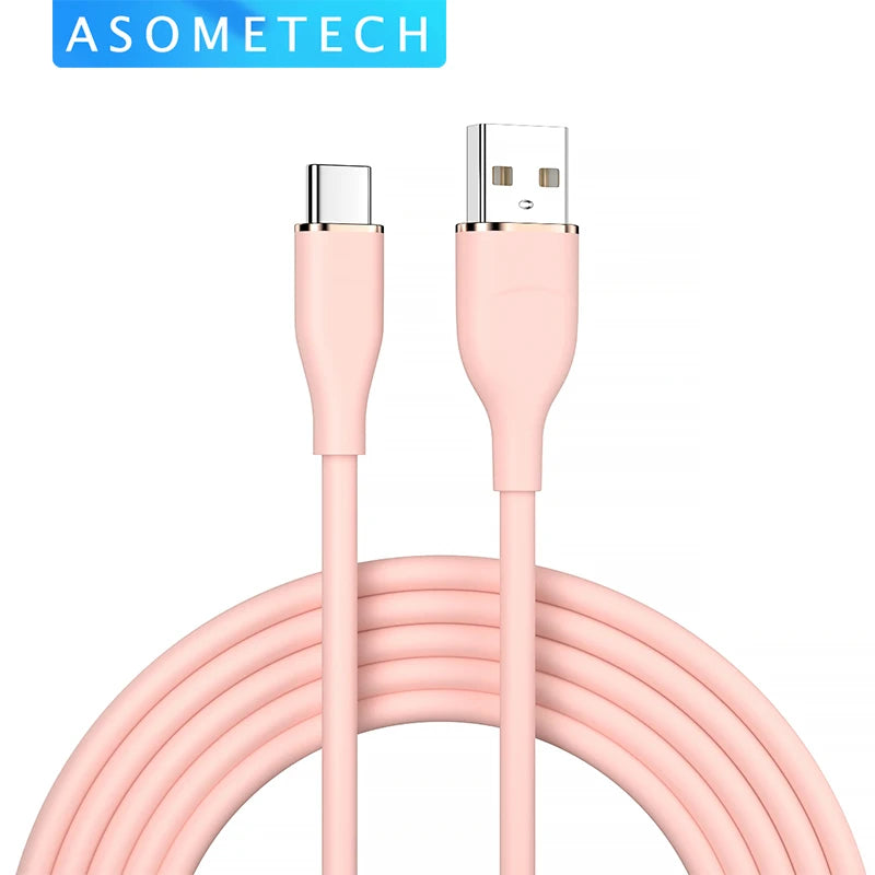 ខ្សែសាក USB C 6A 66W សាកលឿន ខ្សែ USB ទិន្នន័យ ខ្សែស៊ីលីកូនរាវ ប្រភេទ C សម្រាប់ Samsung S21 S20 Huawei Xiaomi iPad OPPO VIVO