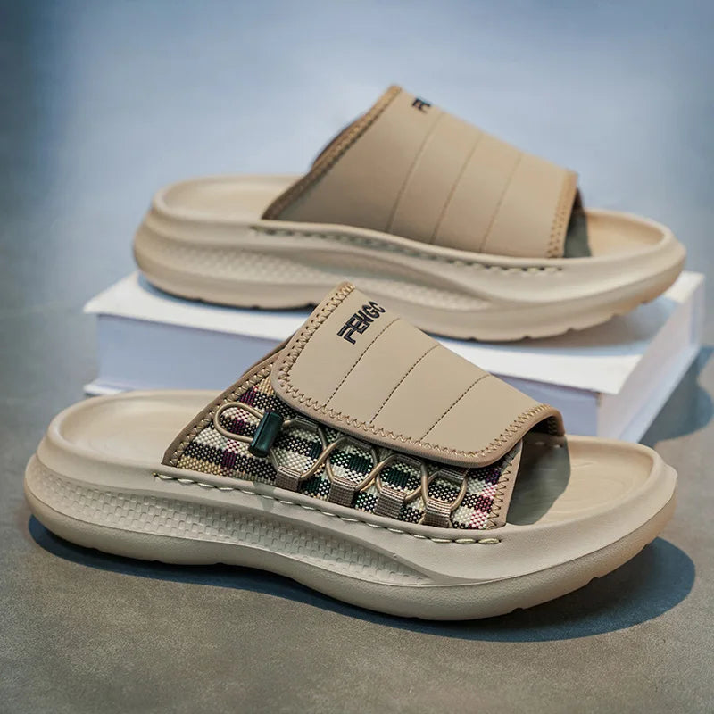Men's One Strap Slides Summer New EVA Slippers Non Slip Waterproof Casual Beach Shoes Comfort Soft sole Outdoor Walking Slippers