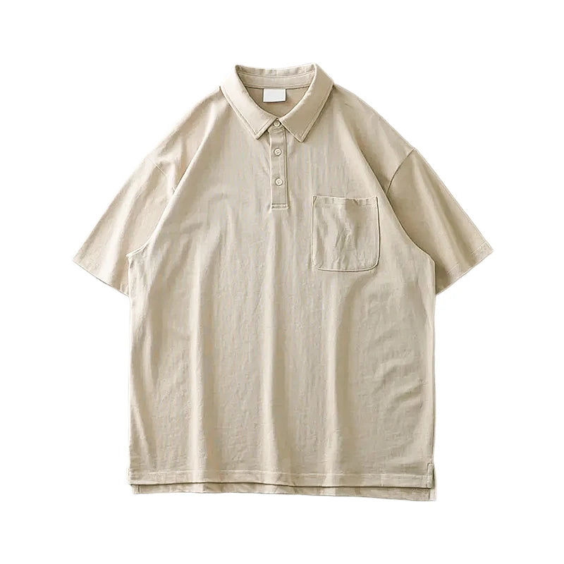 DUKEEN 260G Heavyweight Men's Polo Shirts 100% Cotton 2024 Summer Short-Sleeve White Pocket T Shirts Golf Wear Men's Clothing