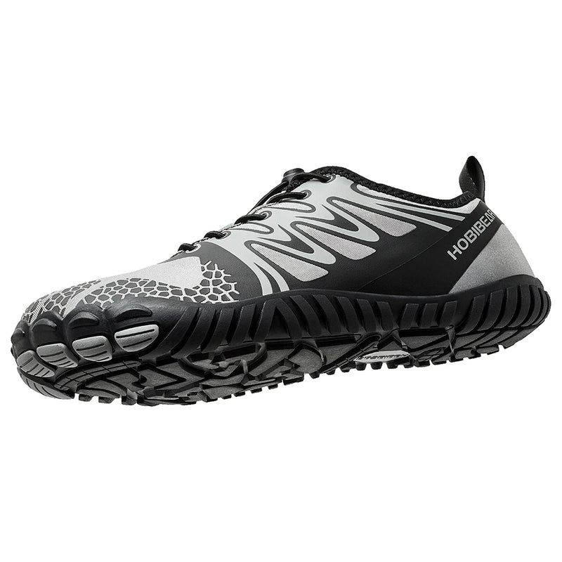 HOBIBEAR Wide Toe Barefoot Shoes for Unisex Artificial Leather Outdoor Walking Sneakers Zero Drop Minimalist Elastic Band Shoes