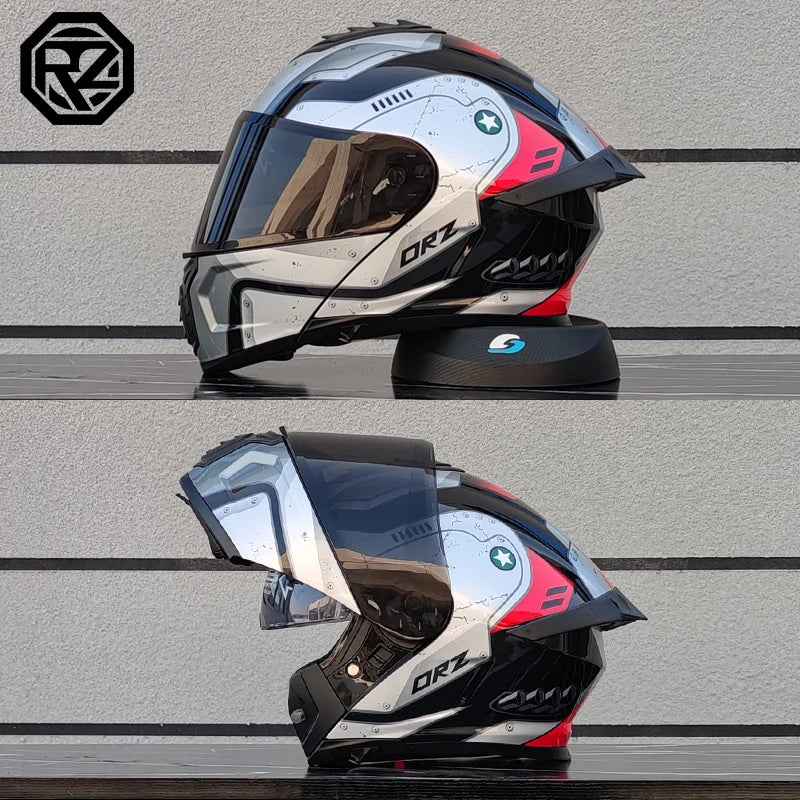 DOT certified motorcycle helmet dual lens cross-sectional helmet safety modular flip cover full face helmet for men and women