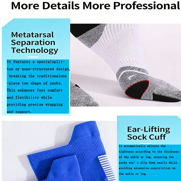WRELS 1/2/3 Pairs Compression Socks Arch Support Hiking Socks Men Women Moisture Wicking Breathable Non‑Slip Crew Sports Socks