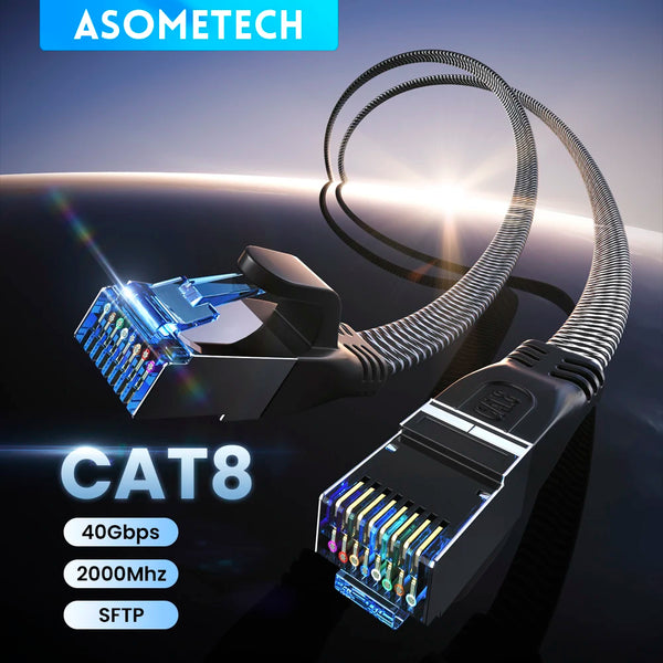 ខ្សែ Ethernet CAT8 40Gbps 2000MHz SSTP ខ្សែ Ethernet Cat 8 បណ្តាញអ៊ីនធឺណិត ខ្សែ Lan សម្រាប់កុំព្យូទ័រយួរដៃកុំព្យូទ័រ PS 4 រ៉ោតទ័រ ខ្សែ RJ45