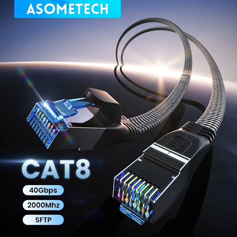 ខ្សែ Ethernet CAT8 40Gbps 2000MHz SSTP ខ្សែ Ethernet Cat 8 បណ្តាញអ៊ីនធឺណិត ខ្សែ Lan សម្រាប់កុំព្យូទ័រយួរដៃកុំព្យូទ័រ PS 4 រ៉ោតទ័រ ខ្សែ RJ45