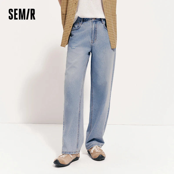 ខោបុរស Semir Denim រហែក ត្រជាក់ មានអារម្មណ៍រលុង ជើងត្រង់ បែប Vintage បោកគក់ ម៉ូដរដូវក្តៅ ឆ្នាំ២០២៦ ស្ទីលធម្មតា