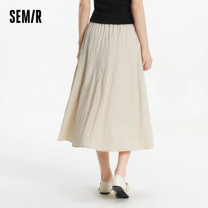 Semir Womens Skirt 2026 Elastic Waist Draped Split A Line Tops Loose Casual Style Soft Elegant Comfortable Daily Wear