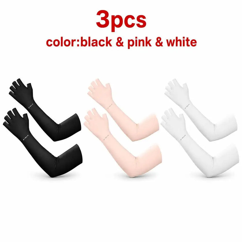 WRELS Anti-UV Cooling ‌Ice Silk Arm Sleeves for Sports Outdoor Sunscreen Arm Protection Gloves Breathable Stretchy Sleeve Cover