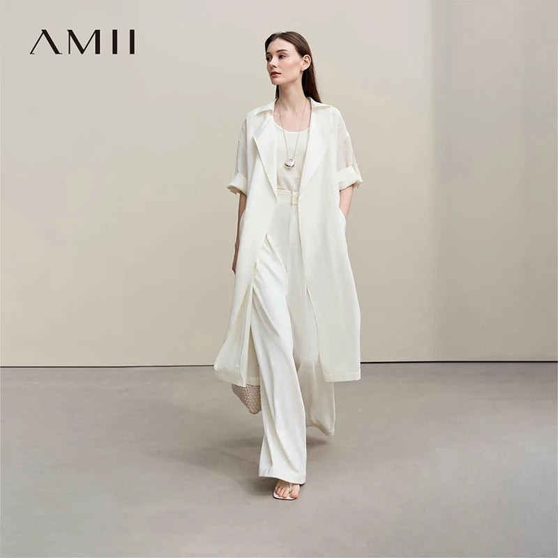 អាវធំ Amii សម្រាប់នារី រដូវស្លឹកឈើជ្រុះ ឆ្នាំ២០២៦ អាវធំដៃខ្លី កអាវធំពណ៌សុទ្ធ ធម្មតា ពាក់បានពីរជាន់ អាវធំវែង 12641077