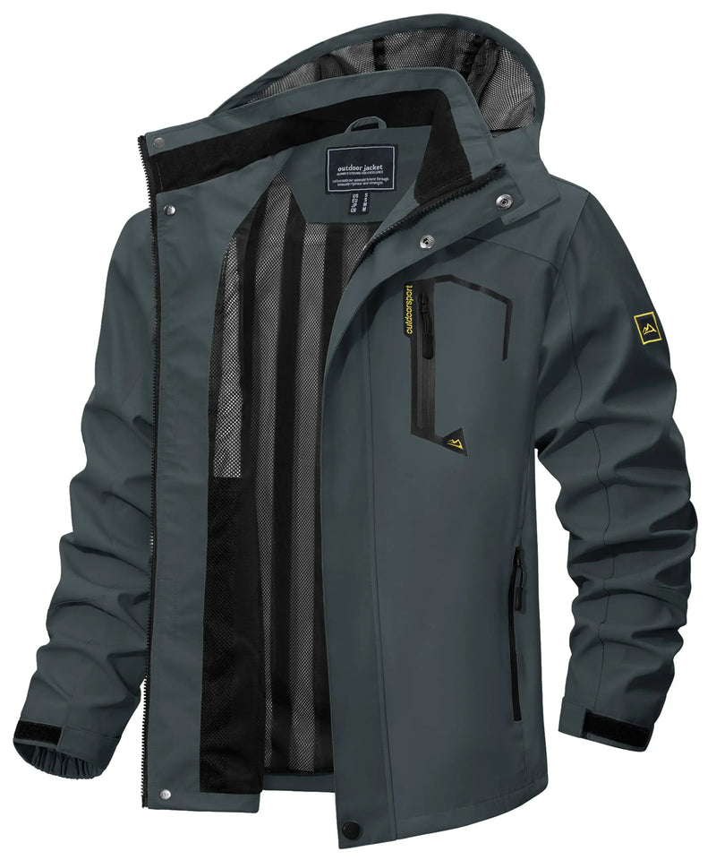 TACVASEN Spring Autumn Lightweight Jackets Mens Mesh Lined Waterproof Rain Jacket Outdoor Fishing Hiking Jacket Male Windbreaker