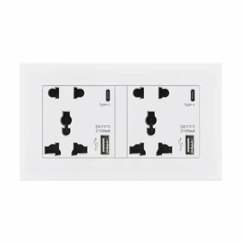 Depoguye UK standard Usb wall socket ,USB plug universal 5 hole outlet, 220v to usb Type-c  phone charging socket 146mm*86mm