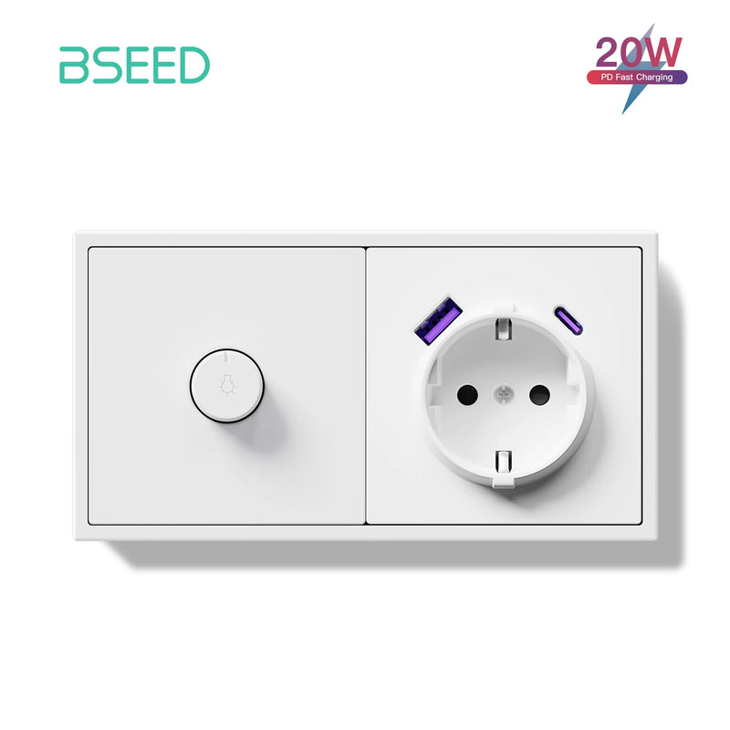 BSEED Light Dimmer Switch Rotary Knob Dimmer Switch Adjustable Brightness Controller Plastic Frame Button LED Bulb Dimmer Switch