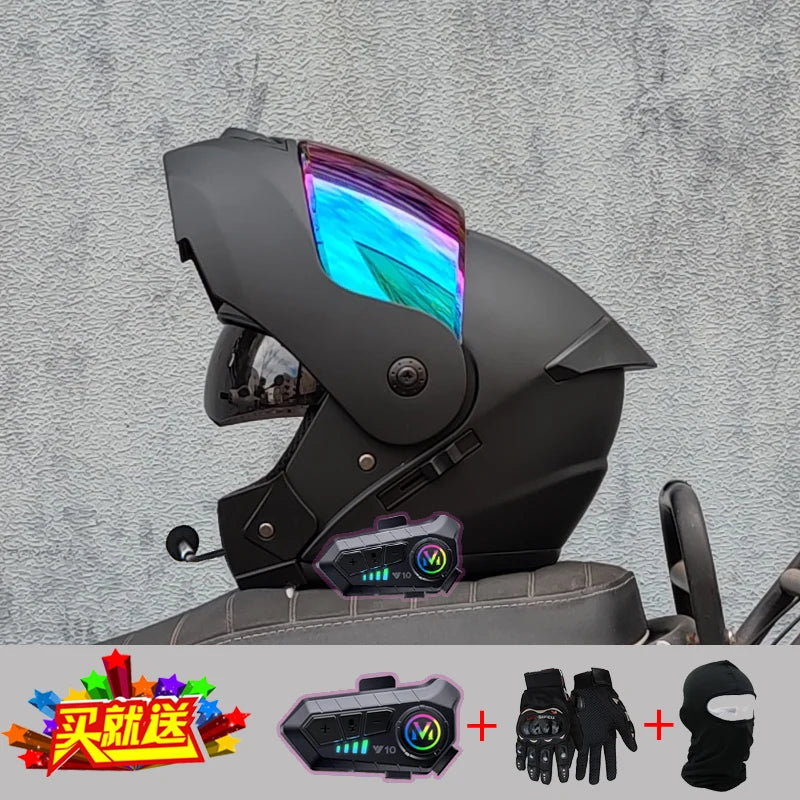 Motorcycle Bluetooth Helmet High Quality Flip Helmet Abs Full Face Motorcycle Helmet Racing Helmet Dot Approved