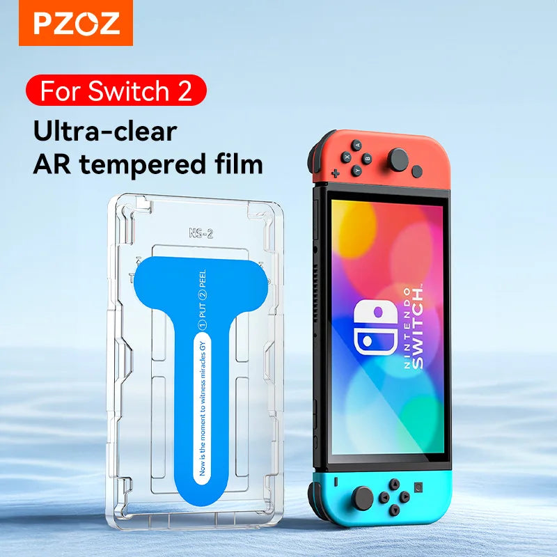  PZOZ For Nintendo Switch 2 OLED Protective Glass Screen Film Switch OLED Tempered Glass New 8-inch Film Full Screen