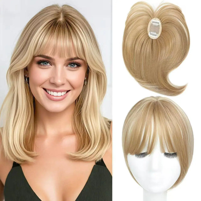 Reissue Wig for Women, Covering White Hair on the Top of the Head Naturally and Invisibly, and Reissue Fake Bangs