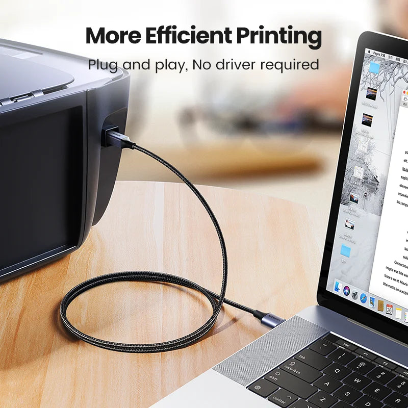 Ugreen USB Printer Cable USB Type B Male to A Male USB 2.0 Cable for Canon Epson HP ZJiang Label Printer DAC USB Printer