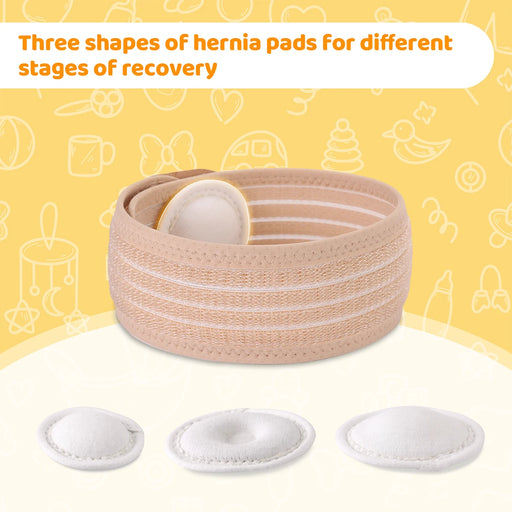VELPEAU Umbilical Hernia Belt Infant for Baby Newborn Belly Button with 3 Compress Pads Navel Abdominal Binder, One Size＜18"