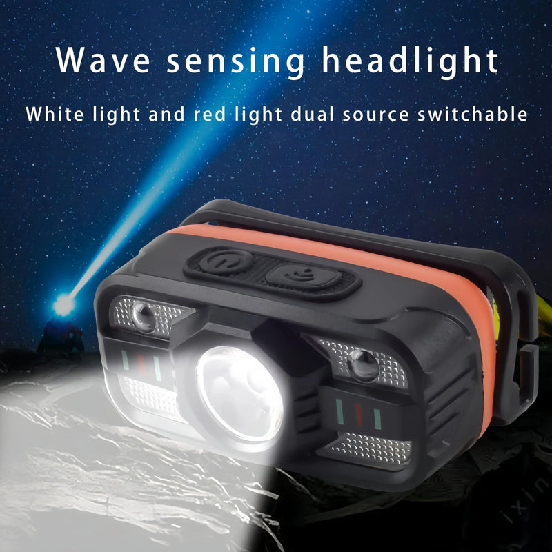 ភ្លើង LED ខាងក្រៅខ្លាំងជាមួយ COB ដែលអាចសាកបានសម្រាប់ក្បាល ភ្លើងរត់នេសាទពេលយប់សម្រាប់ជិះកង់