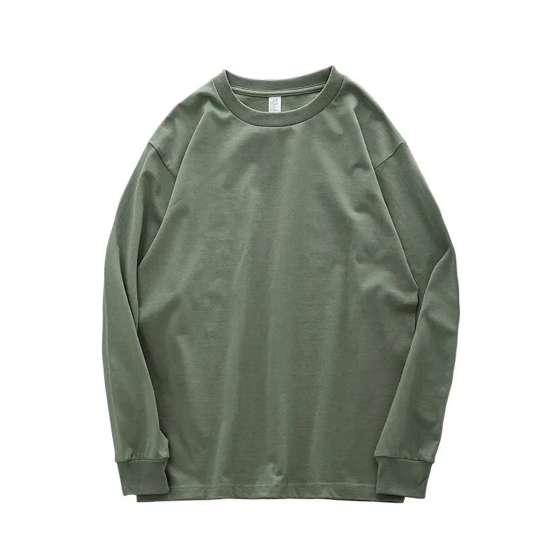 Dukeen 280g Heavyweight Long-Sleeved T-Shirt for Men 100% Cotton Shirts Oversized Solid Color Tops Plain Tees Men's Clothing