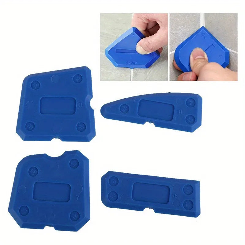 4pcs Plastic Caulking Tool Set-Silicone Sealant Application and Removal Kit.Grout Joint Edge Cleaner, Spreader for Tiles.