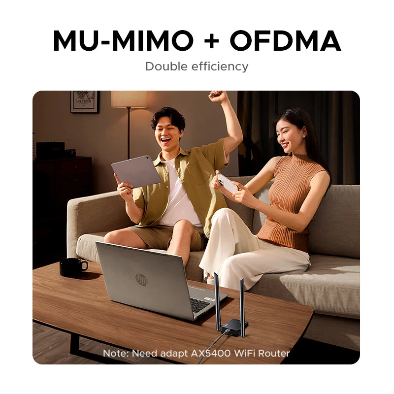 UGREEN WiFi6E Adapter AX5400 6G/5G/2.4G Tri-band for Desktop Laptop Windows 10/11 WPA3 Dual Antennas