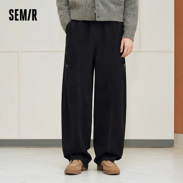 ខោបុរស Semir ធម្មតា កប្បាស ជើងត្រង់ រលុង សមល្មម អាចប្រើប្រាស់បានច្រើនយ៉ាង រដូវរងាថ្មី ឆ្នាំ២០២៦ ស្លៀកប្រចាំថ្ងៃ ស្ទីលធម្មតាក្នុងទីក្រុង ស្លៀកពាក់ប្រចាំថ្ងៃ