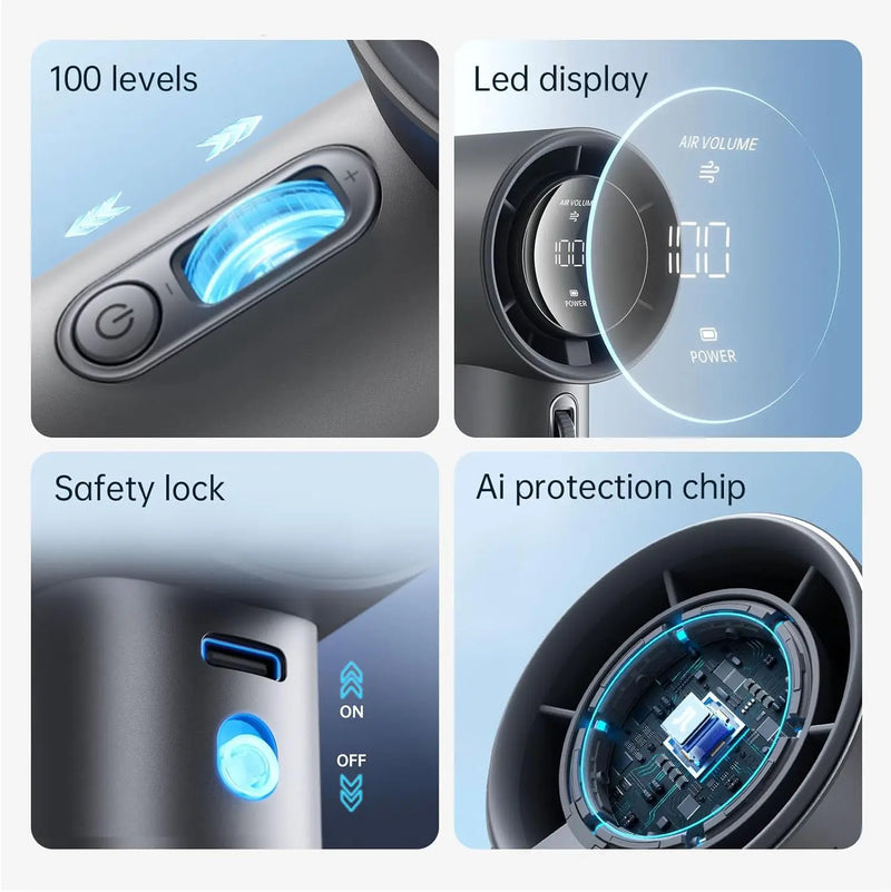 JISULIFE New Upgrade Portable Fan Pro1S 2025,100 Levels,LED Display,5000mAh Rechargeable,Travel Essentials,Personal Handheld Fan