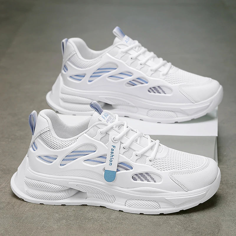 Men's mesh casual sneakers four seasons new breathable light outdoor racing running shoes fashion students speed sports shoes