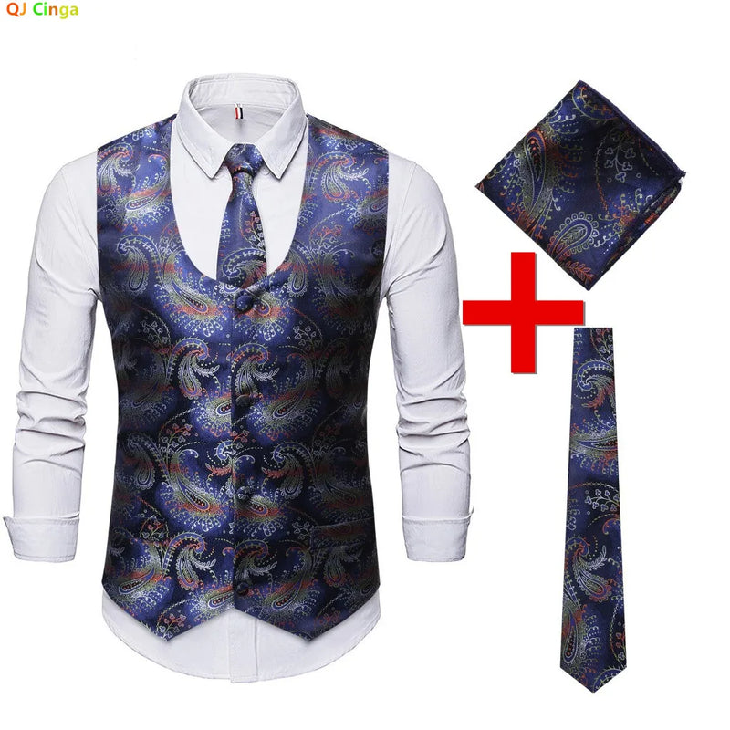 2026 New Mens Sleeveless Vest, Wedding Party Stage Performance Waistcoat, Single Breasted Red Blue Vests
