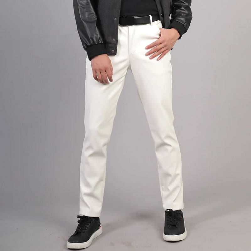 New Fall Collection: Men's Purple PU Pants—Fitted Faux Leather Motorcycle Trousers Available in Black,Blue,Green,Red,Gray,Khaki.