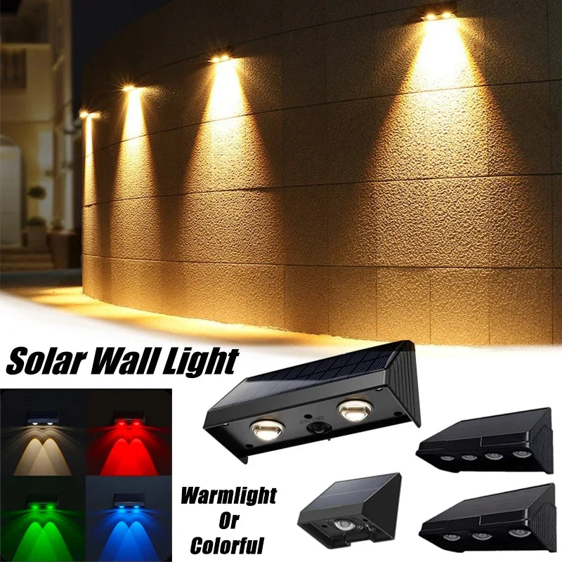 Solar Wall Light Outdoor LED Lamp Waterproof 1/2/3/4LED Beads Solar Powered for Porch Balcony Countyard Wall Fence Decortions
