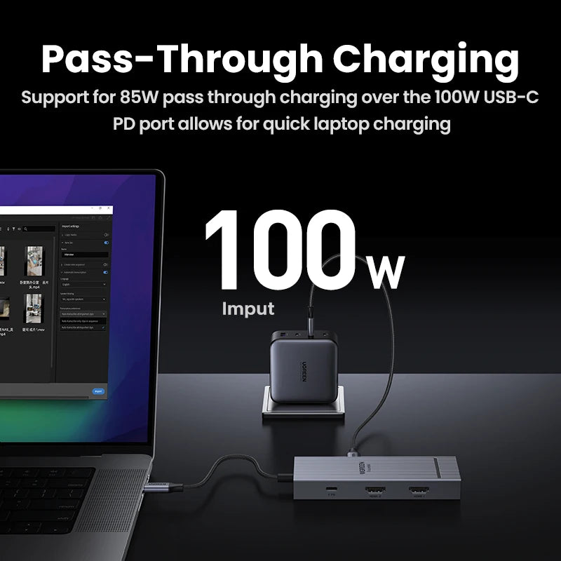 UGREEN USB C HUB Dual HDMI 7-in-1 Type-C to 4K60Hz 2HDMI 10Gbps USB-A&C Ports PD100W for MacBookPro Laptop USB Splitter Docking