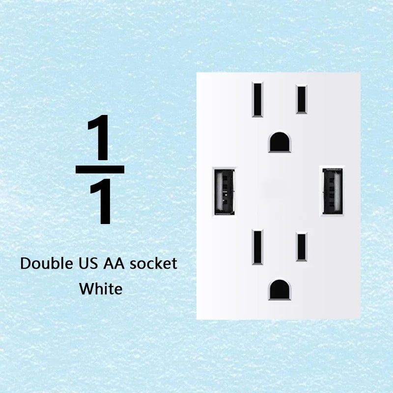 Brazilian Italian Chile  US EU Standard PC panel Free Combination Function USB Type C Key DIY Switch Socket 118mm*75mm White