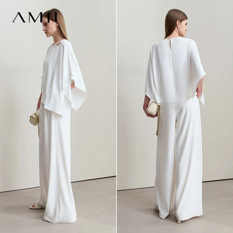 Amii Women's 2026 Summer Blouse Casual White Short Sleeve Hollow Chiffon Shirt Water Drop Office Lady Loose Tops 12552047
