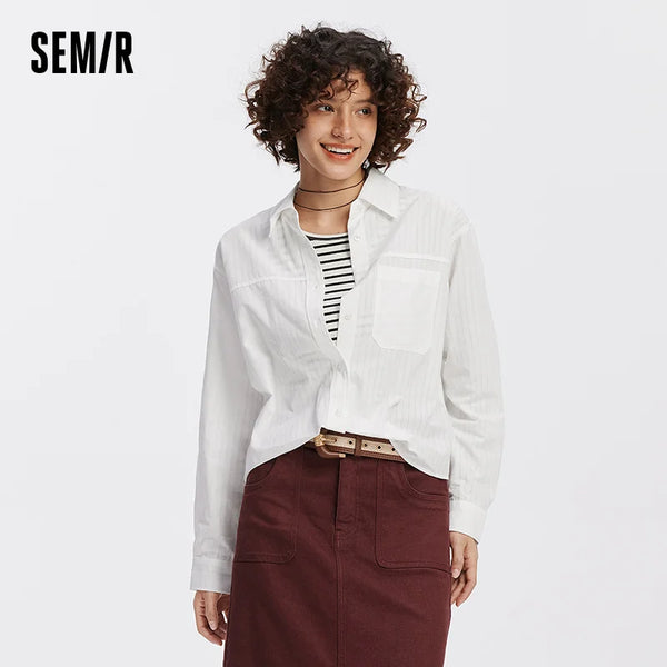 អាវ Semir សម្រាប់នារី អាវធំ កមូល អាវកាក់ខ្លីពីរដុំ រចនាប័ទ្មអ្នកធ្វើដំណើរក្នុងទីក្រុង ស្លៀកប្រចាំថ្ងៃ ឆ្នាំ២០២៦