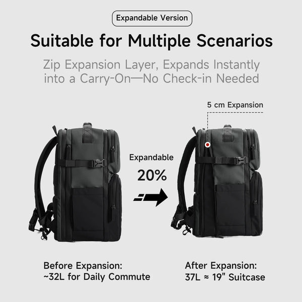 Tigernu Expandable Travel Backpack With Shoe Compartment USB Charging Port 17inch Laptop Backpack For Business Trip Daily Work