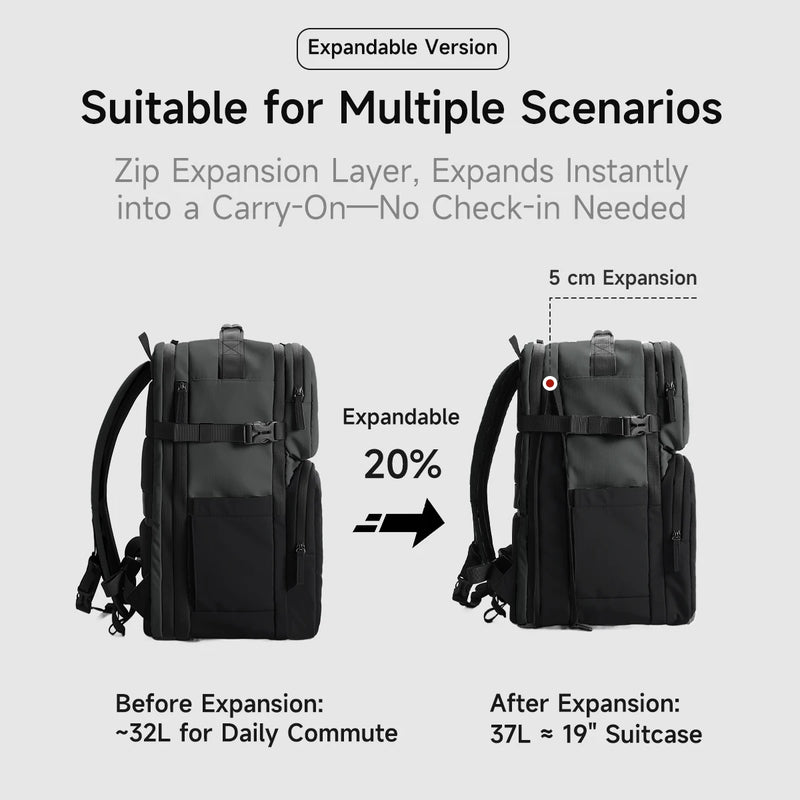 Tigernu Expandable Travel Backpack With Shoe Compartment USB Charging Port 17inch Laptop Backpack For Business Trip Daily Work