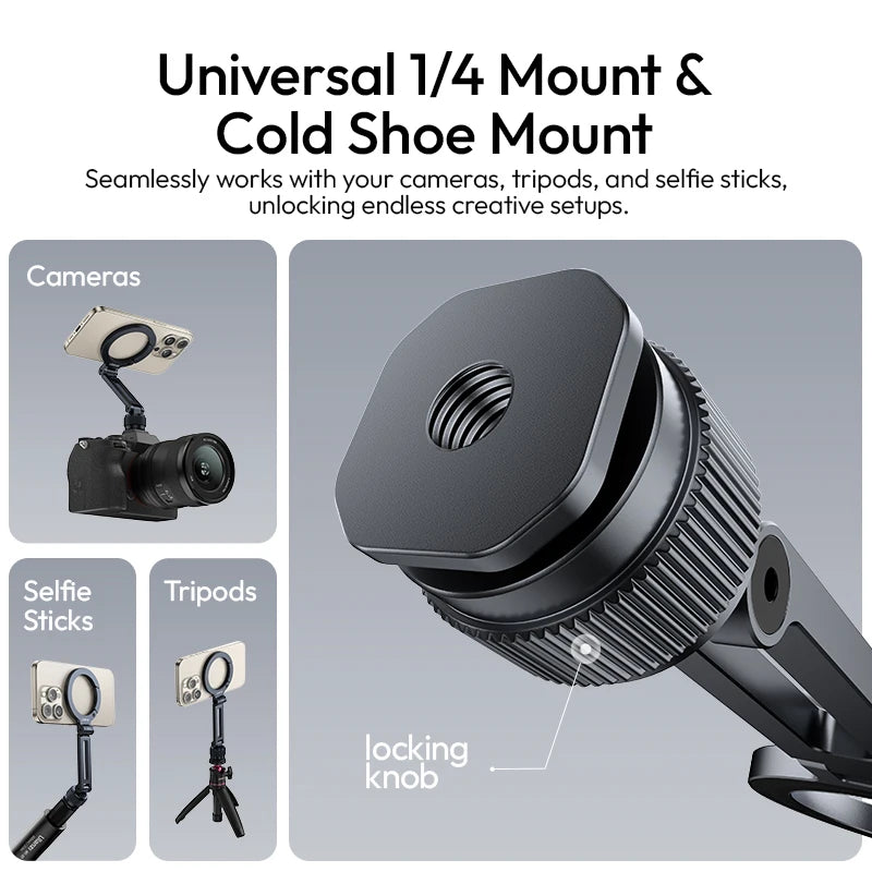 ជើងទ្រទូរស័ព្ទ Ulanzi MA07 Magsafe សម្រាប់កាមេរ៉ា Iphone ភ្ជាប់ជាមួយជើងកាមេរ៉ា Tripod ជាមួយវីស Cold Shoe ទំហំ 1/4" សម្រាប់សម្ភាសន៍ Vlog ផ្សាយផ្ទាល់