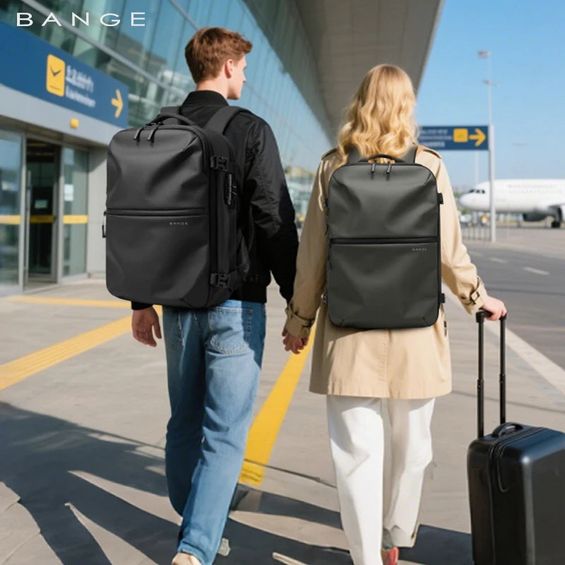 BANGE Anti-Theft Vacuum Compression Backpacks Men Travel Backpack Lock Bag Large Capacity 16 Laptop Bags For School Cabin Bags