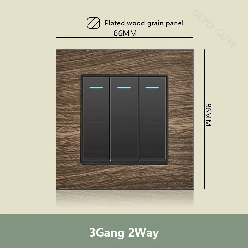 UK 18W Type-C Quick charge Dual Power Outlet,Universal Retro Wood Grain Electrical USB Socket,220V Electrical  Wall Light Switch
