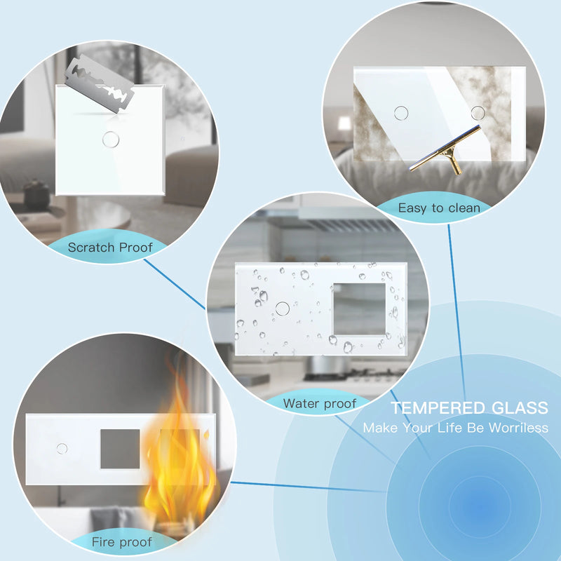 BSEED WIFI Touch Light Switch Part Glass Panel Only Smart Wifi Switch Function DIY Part EU Wifi Socket Outlets Parts
