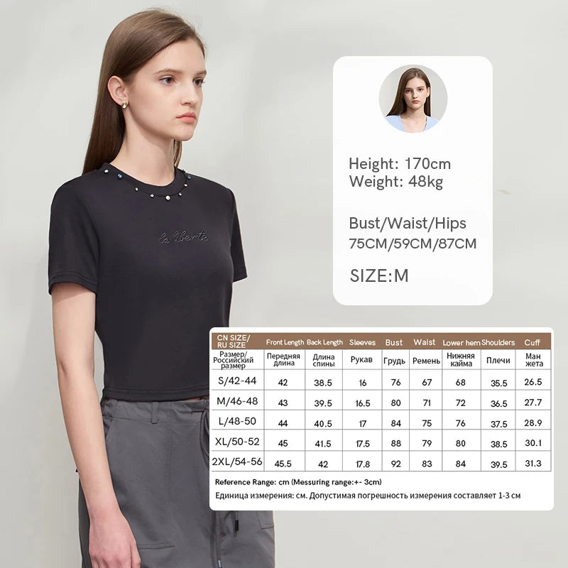 AMII Minimalist Short Women Clothes T-shirt 2026 Summer New Round Neck Short-sleeved Casual Versatile Solid Slim Tops 12542091