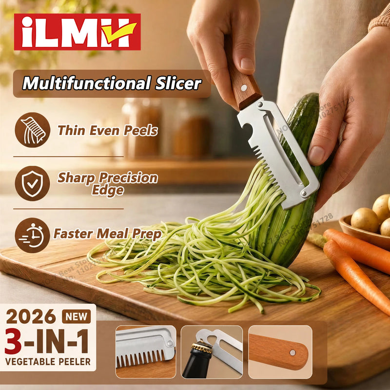 កាំបិត បក បន្លែ iLMH ថ្មី កាំបិត កាប់ បន្លែ ដៃ កាន់ ឈើ ដែក អ៊ីណុក មាន ដៃ កាន់ ឈើ 2-in-1 សម្រាប់ បក ដំឡូង ផ្លែឈើ