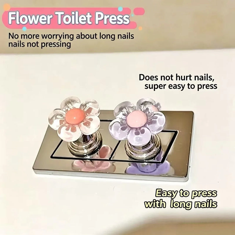 Cute Flower Toilet Press, Long Nail Nail Nail Art, Creative Bathroom Water Tank Flush Switch Button