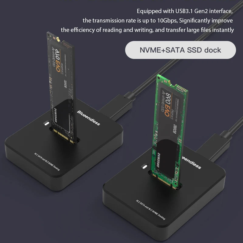 ថាសរឹង SSD ខាងក្រៅ Blueendless M.2 ssd Enclosure 10G អានតាមអ៊ីនធឺណិតល្បឿនសរសេរ SSD សម្រាប់ស្ថានីយ៍ចត SSD M.2