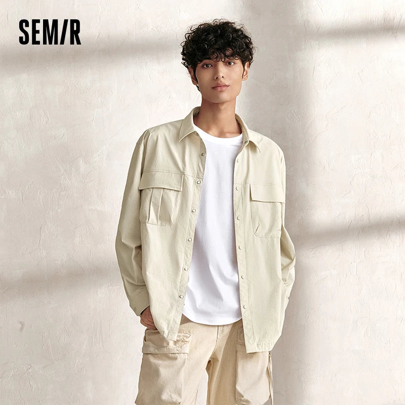 Semir Workwear Shirt Long Sleeve Plain Collar Loose Fit Unisex 2025 Autumn Casual Fashion Comfortable Stylish Top