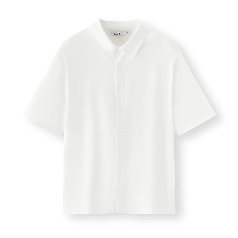 Semir Mens Shirt 2026 Short Sleeve Cotton Linen Solid Commute Tops Simple Casual Style Soft Versatile Daily Wear Comfortable