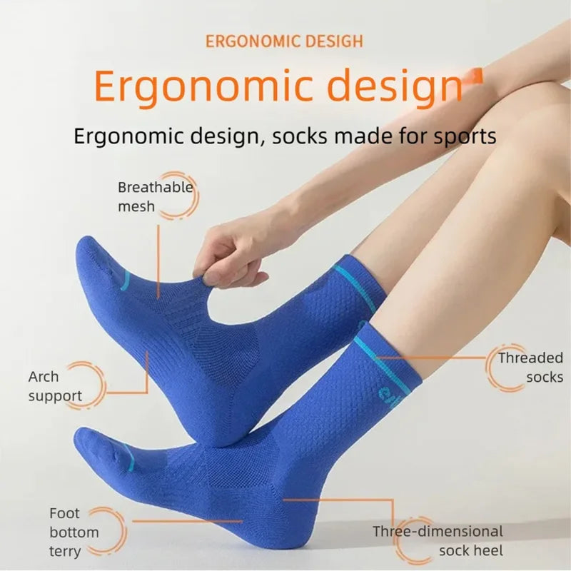 WRELS 1/2/3 Pairs Hiking Socks Cushioned Anti‑Blister Athletic Socks Men Moisture Wicking Breathable Running Compression Socks